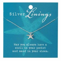 2pk -Necklace Starfish Silver Plated 16 Inches +2 Ext Chain - (Pack of 2)