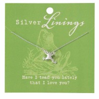 2pk -Necklace Frog Silver Plated 16 Inches +2 Ext Chain - (Pack of 2)