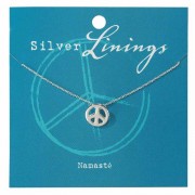 2pk -Necklace Peace Sign Silver Plated 16 Inches +2 Ext Chain - (Pack of 2)