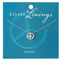 2pk -Necklace Peace Sign Silver Plated 16 Inches +2 Ext Chain - (Pack of 2)