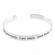 Bracelet Live Simply, Love? Silver Plated Cuff