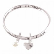 Bracelet Love Heart Pearl Silver Plated Mobius
