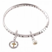 Bracelet 1 Cor Circle Cross & Pearl Silver Plated Mob
