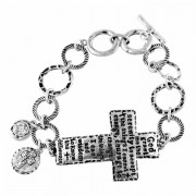Bracelet Serenity Pray Sideway Cross Silver Plated Ovl