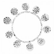 Bracelet 10 Comm Multi Cross Silver Plated Stretch