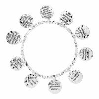 Bracelet 10 Comm Multi Cross Silver Plated Stretch