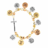 Bracelet 10 Comm/sideway Cross 3 Tone Stretch Bracelet 10 Comm/sideway Cross 3 Tone Stretch