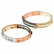 Bracelet 1 Cor 13:13 Faith, Hope, Love Tile 3 Tone Stretch