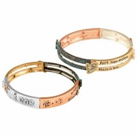 Bracelet 1 Cor 13:13 Faith, Hope, Love Tile 3 Tone Stretch