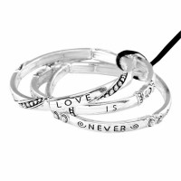 Bracelet Love..neverends Triple Silver Plated Stretc