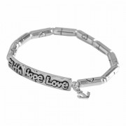 Bracelet Silver Plated 2 1/2 Faith, Hope, Love Bar Stretch Bracelet