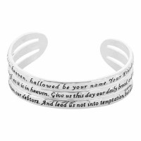 Bracelet-lord's Prayer 3 Row Cuff Silver Plated