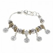 Bracelet-10 Comm Multi Bead Silver Plated 2 Tone