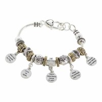 Bracelet-10 Comm Multi Bead Silver Plated 2 Tone
