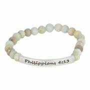 Bracelet-ph 4:13 Gen Stn Bead Stretch Silver Plated