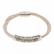 Bracelet-phil 4:13 Spring Wire Silver Plated Magnet
