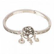 Bracelet-mustard Seed Tile Stretch Silver Plated