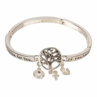 Bracelet-mustard Seed Tile Stretch Silver Plated Bracelet-mustard Seed Tile Stretch Silver Plated
