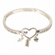 Bracelet-matt 22:37 Tile Stretch Silver Plated