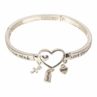 Bracelet-matt 22:37 Tile Stretch Silver Plated