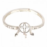 Bracelet-ps 46:10 Tile Stretch Silver Plated