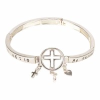 Bracelet-ps 46:10 Tile Stretch Silver Plated