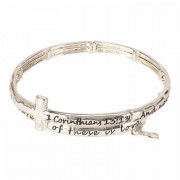 Bracelet-1 Cor 13:13 Adjustable Coil Silver Plated