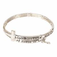 Bracelet-1 Cor 13:13 Adjustable Coil Silver Plated