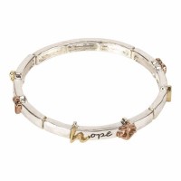 Bracelet-Faith, Hope, Love Tile Stretch Silver Plated 3 Tone