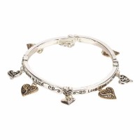 Bracelet-cor13:4 Hrts Tile Stretch Silver Plated 2t