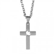 2pk -Necklace Cross/cutout Dove-Stainless Steel 1.375 24 Inches - (Pack of 2)