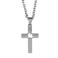 2pk -Necklace Cross/cutout Dove-Stainless Steel 1.375 24 Inches - (Pack of 2)