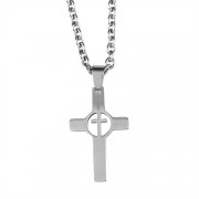 2pk -Necklace Cross/cutout Cross Stainless Steel 1.375 24 Inches Chain - (Pack of 2)