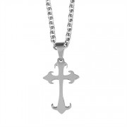 2pk -Necklace Lg Budded Cross Stainless Steel 24 Chain - (Pack of 2)