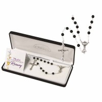 Rosary Boys First Communion Black Glass 5mm Rosary Boys First Communion Black Glass 5mm