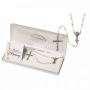 Rosary Girls 1st Communion Clear Glass Ab 5mm