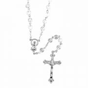Rosary Silver Plated 5mm Clr Round Glass/madonna