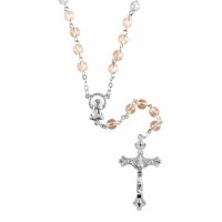 Rosary Silver Plated 5mm Pink Round Glass/madonna
