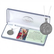 Necklace St.christopher Round Pewter Ox 24 Ch