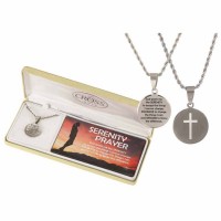 Necklace Serenity Prayer Medal Stainless Steel 18 Inches Ch