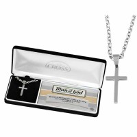 Necklace Man Of God Taper Cross Stainless Steel 24 Inches Ch