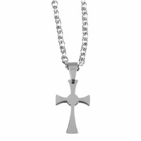 Necklace Stainless Steel Flare Cross-24 Inches Ch