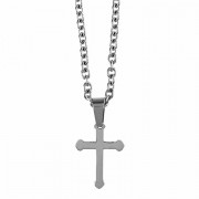 Necklace First Communion Bud Cross Stainless Stl-18 Inch Chain