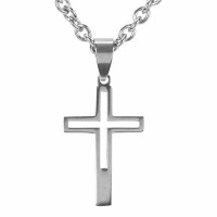 Necklace comm BxCross/cutout 1.125 Stainless Stl-18 Inches