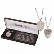 Necklace Josh 1:9 Shield Stainless Steel 24 Chain