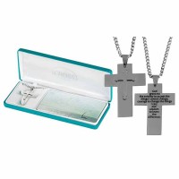 Necklace Stainless Steel 1 5/8 Ser Pray Cross-24 Inches Ch