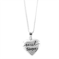 2pk -Necklace Silver Plated Soul Sister Heart-18 Inches - (Pack of 2)