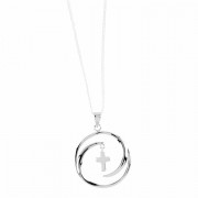 2pk -Necklace Rnd Pend/Cross Silver Plated 1.25 W/20 Chain - (Pack of 2) 2pk -Necklace Rnd Pend/Cross Silver Plated 1.25 W/20 Chain - (Pack of 2)