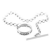 2pk -Bracelet Matt 19:6 Mob Toggle Silver Plated 7 Inches Chain - (Pack of 2)