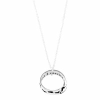 2pk -Necklace Footprints Mobius Ring Silver Plated 18 Inches Chain - (Pack of 2)